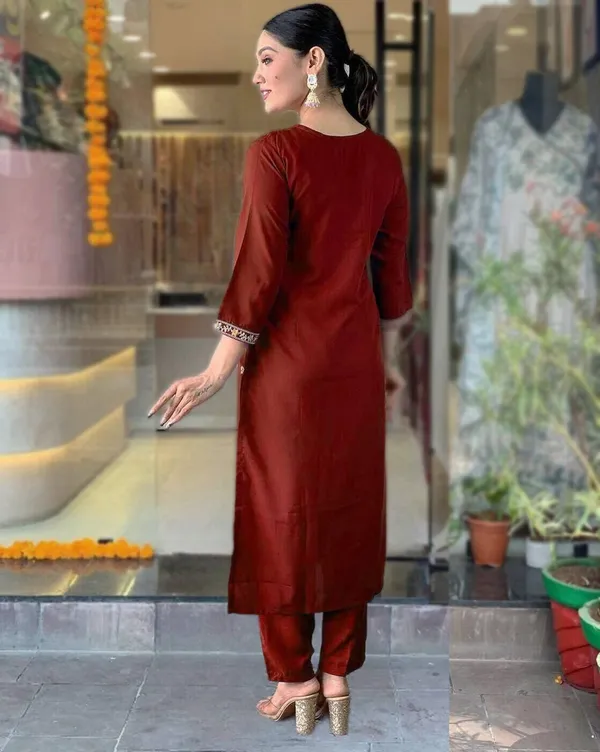 Maroon_Pure_Cotton_Kurta_Set_For_Women