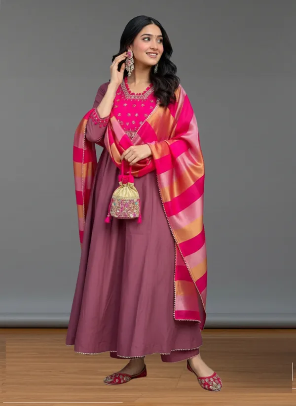 Rust_Silk_Blend_Kurta_Set_For_Women