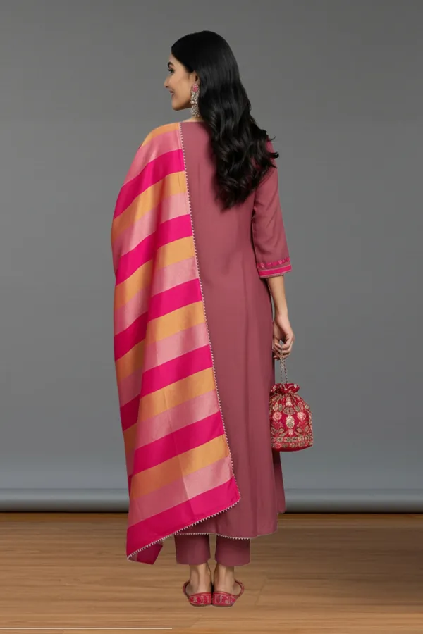 Rust_Silk_Blend_Kurta_Set_For_Women