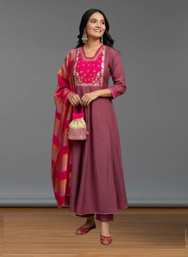 Rust_Silk_Blend_Kurta_Set_For_Women