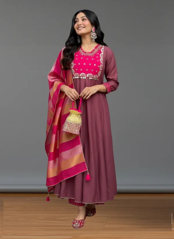 Rust_Silk_Blend_Kurta_Set_For_Women