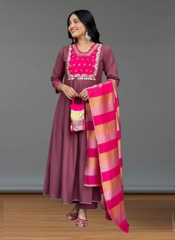 Rust_Silk_Blend_Kurta_Set_For_Women