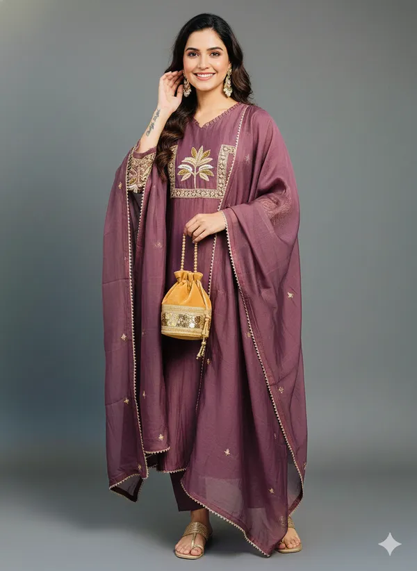 Onion_Pink_Silk_Blend_Kurta_Set_For_Women