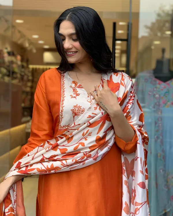 Orange_Pure_Cotton_Kurta_Set_For_Women