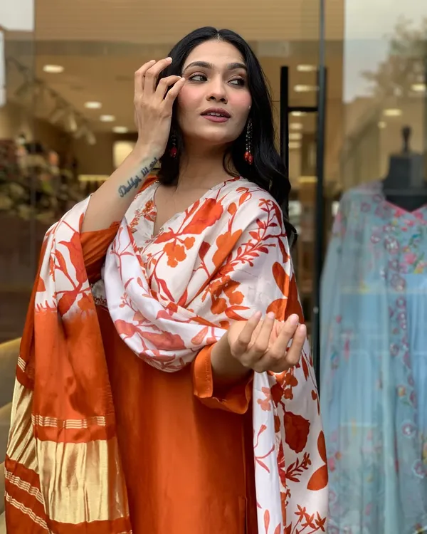 Orange_Pure_Cotton_Kurta_Set_For_Women