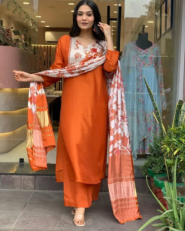 Orange_Pure_Cotton_Kurta_Set_For_Women