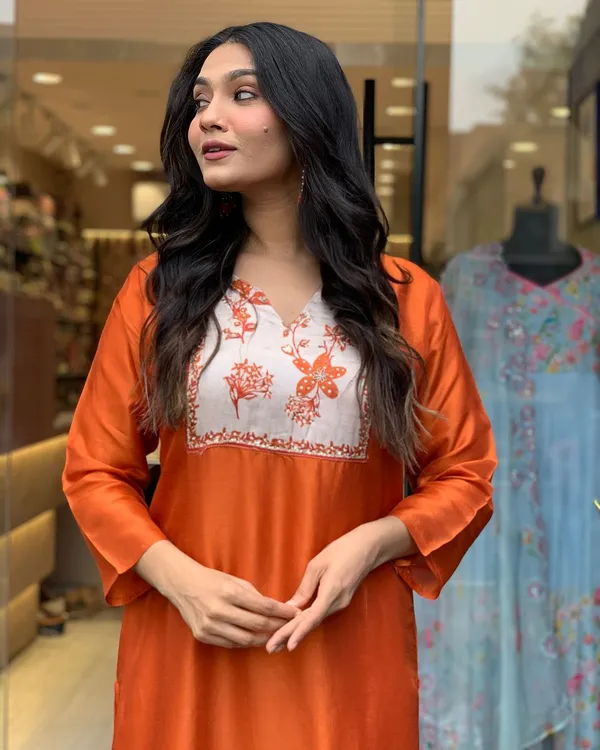 Orange_Pure_Cotton_Kurta_Set_For_Women