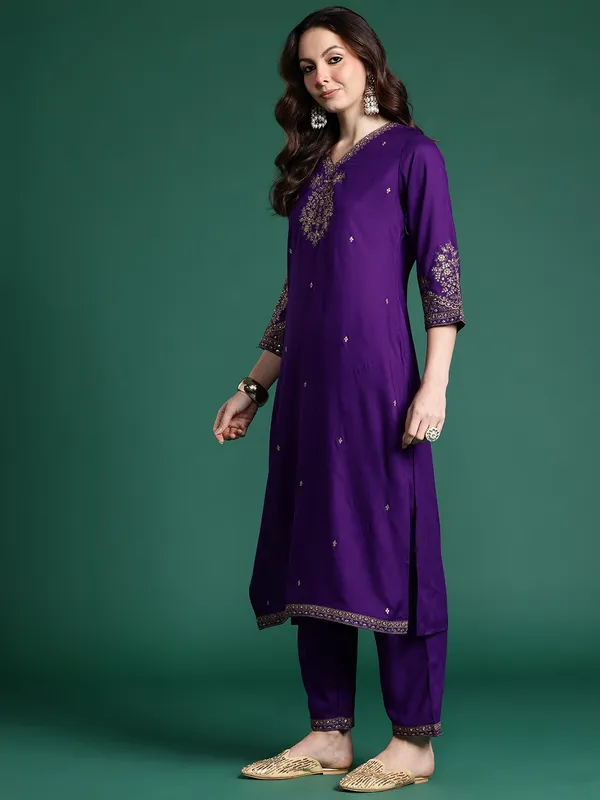 Purple_Cotton_Blend_Kurta_Set_For_Women