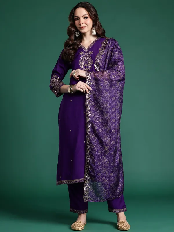 Purple_Cotton_Blend_Kurta_Set_For_Women