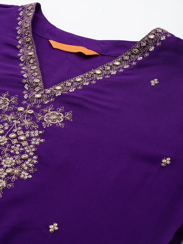 Purple_Cotton_Blend_Kurta_Set_For_Women