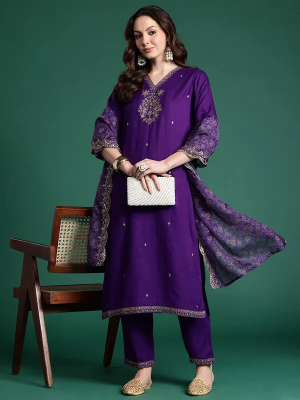 Purple_Cotton_Blend_Kurta_Set_For_Women