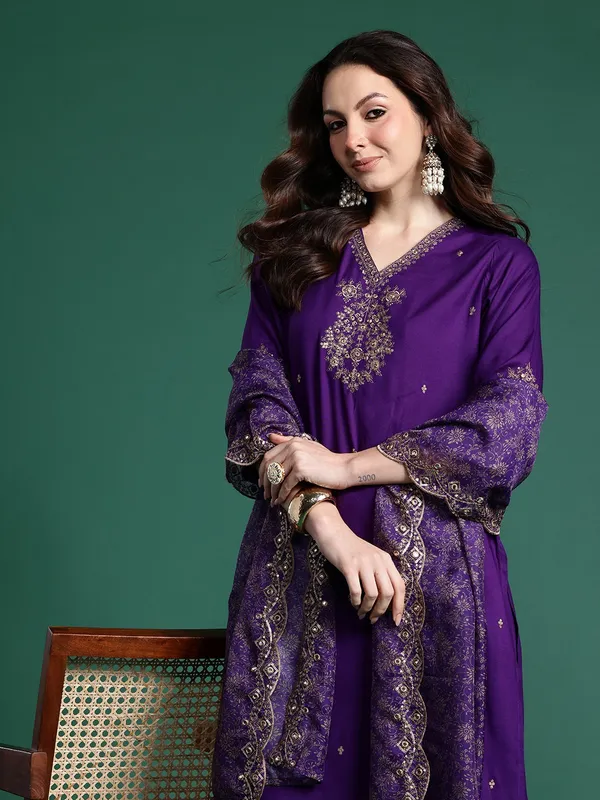 Purple_Cotton_Blend_Kurta_Set_For_Women