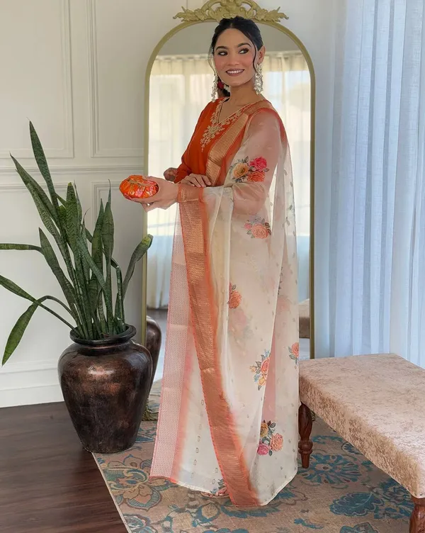 Rust_Silk_Blend_Kurta_Set_For_Women