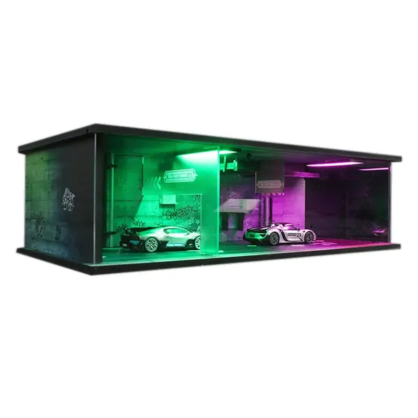 1:64_Neon_Style_LED_Display_Diorama_–_Model_Scene_with_UV_Printing,_Multi-Color_Lights_&_Accessories_–_for_Diecast_Cars_&_Figures_(Vehicles_Not_Included)