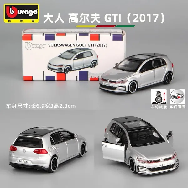 Bburago_Volkswagen_Golf_GTI_2017_Silver_1:64_Diecast_Model_Car_–_Collectible_Scale_Model