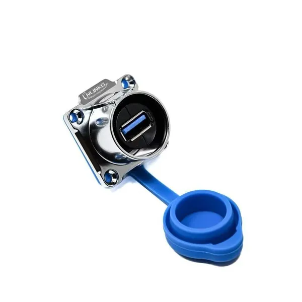LP24_USB_3.0_Waterproof_Panel_Mount_Connector,_Female_to_Female_IP67_Push-Lock_Bulkhead_Socket,_5Gbps_SuperSpeed_USB_Connector_for_Industrial_Automation,_CNC,_Marine