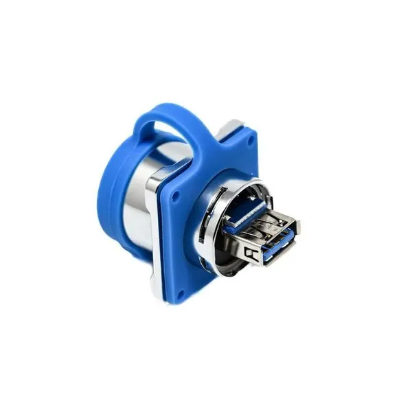 LP24_USB_3.0_Waterproof_Panel_Mount_Connector,_Female_to_Female_IP67_Push-Lock_Bulkhead_Socket,_5Gbps_SuperSpeed_USB_Connector_for_Industrial_Automation,_CNC,_Marine