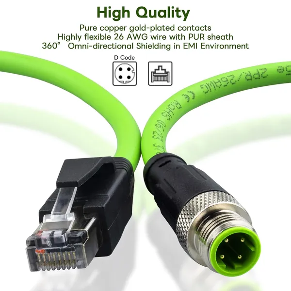 M12_4_Pin_D-Code_Male_Field_Wireable_Connector,_Shielded_CAT5e_Industrial_Ethernet_Connector,_IP67_Waterproof_Metal_Housing,_Screw_Lock_for_PLC,_Sensors,_Industrial_Automation_&_Machine_Vision