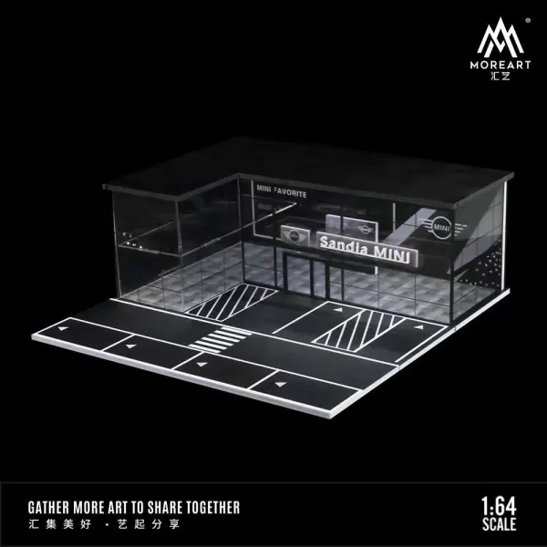 MoreArt_1:64_BMW_MINI4S_Showroom_Diorama_Model_MO936005_–_Miniature_Car_Dealership_Display_Scene