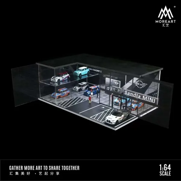 MoreArt_1:64_BMW_MINI4S_Showroom_Diorama_Model_MO936005_–_Miniature_Car_Dealership_Display_Scene