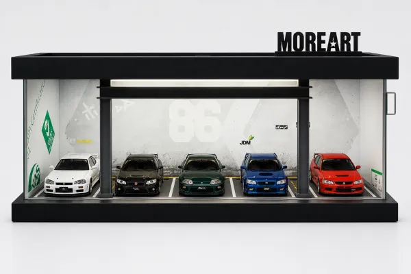 Premium_1:64_Scale_LED_Garage_Display_Case_with_Acrylic_Dust_Cover_–_5-Car_Diecast_Model_Diorama