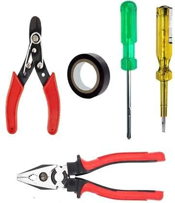 Combo_Of_Plier_2_in_1_Screwdriver_Line_Tester_Electrical_Tape_Wire_Cutter_Hand_Tools_Kit_5_Tools
