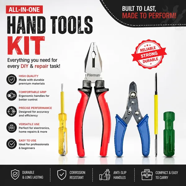 Hand_Tool_Kits_Plier_Wire_Cutter_Line_Tester_Screwdriver_Set_4pcs_Combo