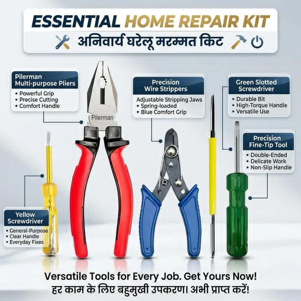 Hand_Tool_Kits_Plier_Wire_Cutter_Line_Tester_Screwdriver_Set_4pcs_Combo