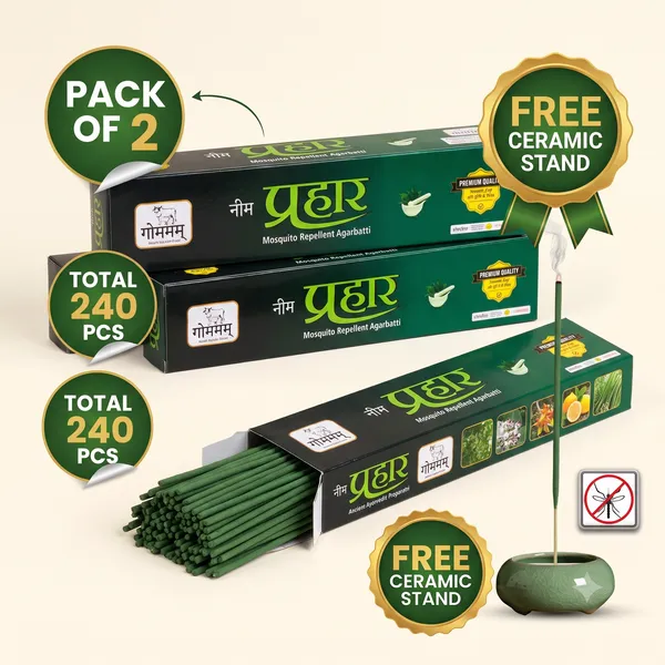 Gaumayam_Neem_Prahaar_Mosquito_Repellent_Agarbatti_Pack_of_2_(240_Pcs_Total)_–_Get_Free_Ceramic_Incense_Stick_Stand
