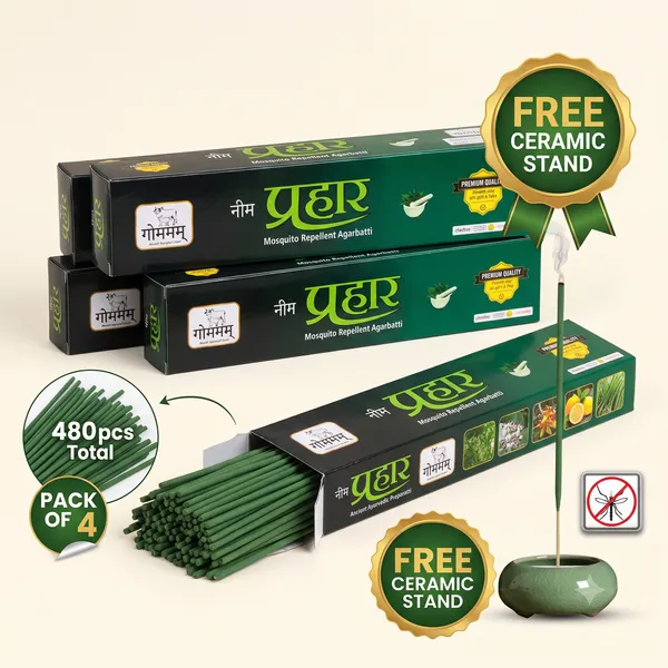Gaumayam_Neem_Prahaar_Mosquito_Repellent_Agarbatti_Pack_of_4_(480_Pcs_Total)_–_Get_Free_Ceramic_Incense_Stick_Stand
