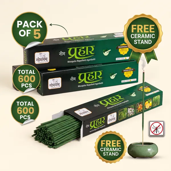 Gaumayam_Neem_Prahaar_Mosquito_Repellent_Agarbatti_Pack_of_5_(600_Pcs_Total)_–_Get_Free_Ceramic_Incense_Stick_Stand