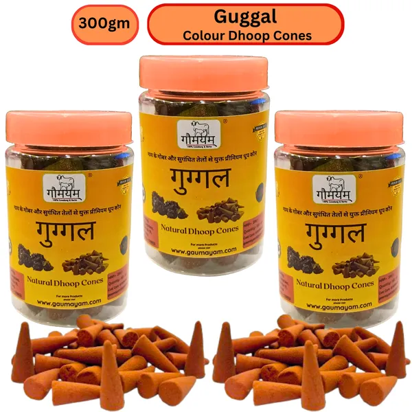 Gaumayam_Premium_Guggal_Organic_Cow_Dung_Dhoop_Cones_(Pack_of_3,_300g)