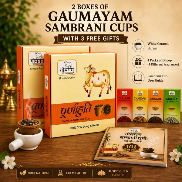 24_Organic_Sambrani_Cups_Natural_Chemical_Free_Puja_Fumigation_Cups_With_3_Free_Gifts,_[Ceranic_Stand_+_4_Packet_Organic_Dhoop_+_Sambrani_Cup_Guide]_Inside