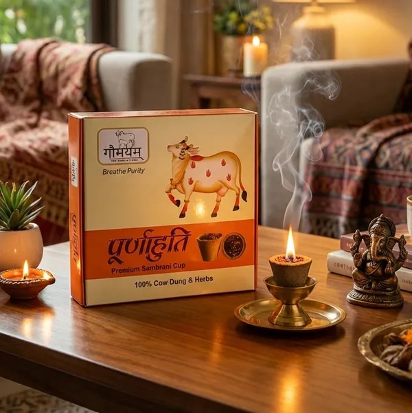 48_Organic_Sambrani_Cups_Natural_Chemical_Free_Puja_Fumigation_Cups_With_3_Free_Gifts,_[Ceranic_Stand_+_4_Packet_Organic_Dhoop_+_Sambrani_Cup_Guide]_Inside