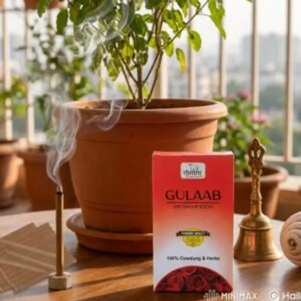 120_Rose_Organic_Bambooless_Dhoop_Sticks_Charcoal_Free_Cow_Dung_Herbal_Dhoop_Sticks