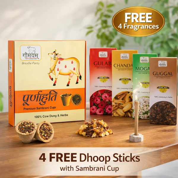 96_Organic_Sambrani_Cups_Natural_Chemical_Free_Puja_Fumigation_Cups_With_3_Free_Gifts,_[Ceranic_Stand_+_4_Packets_Organic_Dhoop_+_Sambrani_Cup_Guide]_Inside