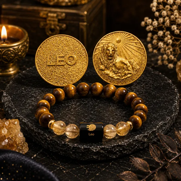 Leo_(Simha_Rashi)_Bracelet_with_FREE_Gold_Plated_Leo_Zodiac_Coin_|_Energized_&_Siddh