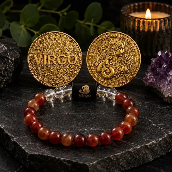 Virgo_(Kanya_Rashi)_Bracelet_with_FREE_Gold_Plated_Virgo_Zodiac_Coin_|_Energized_&_Siddh