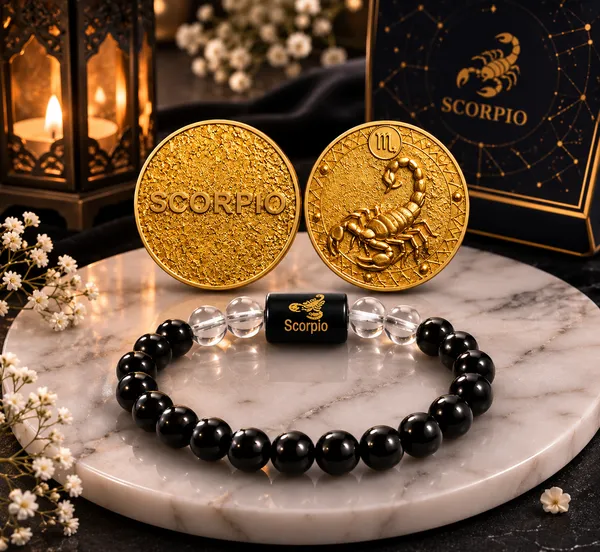Scorpio_(Vrishchika_Rashi)_Bracelet_with_FREE_Gold_Plated_Scorpio_Zodiac_Coin_|_Energized_&_Siddh
