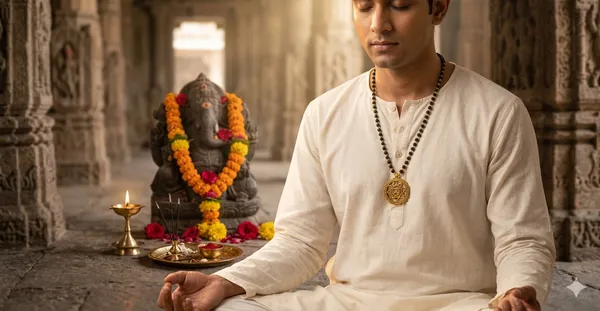 Gold_Plated_Karungali_Mala_With_Bajrangbali_Pendent