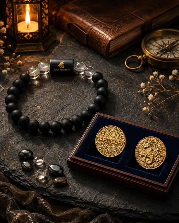 Capricorn_(Makar_Rashi)_Bracelet_with_FREE_Gold_Plated_Capricorn_Zodiac_Coin_|_Energized_&_Siddh
