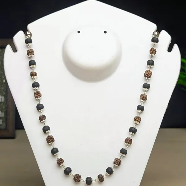 Rudraksh_karungali_cap_mala_Elegant_Beaded_Necklace_With_Brown_And_Grey_Rudraksha_Beads_pack_of_1