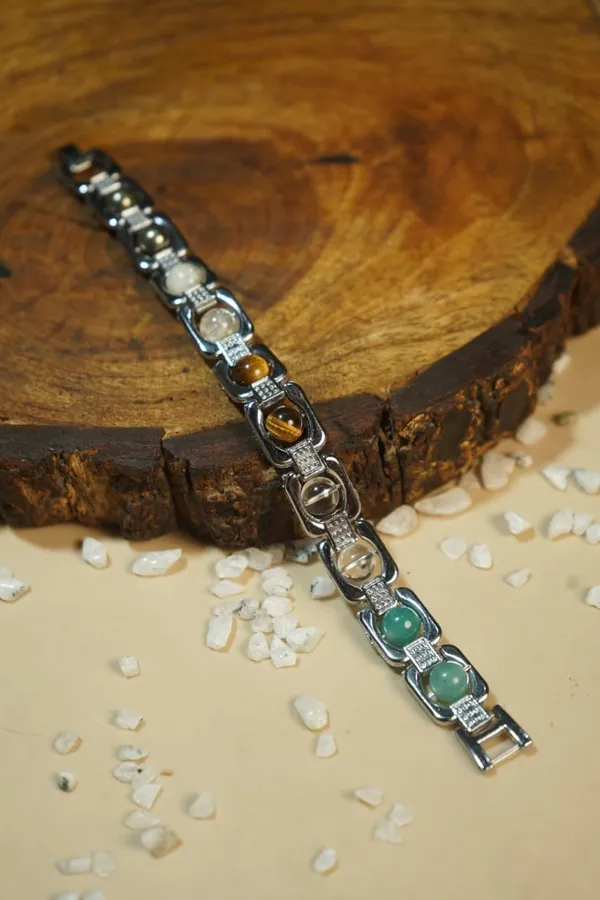 Multicolour_Stone_Metal_Link_Bracelet_With_Gemstone_Beads_Germen_silver_pack_of_1
