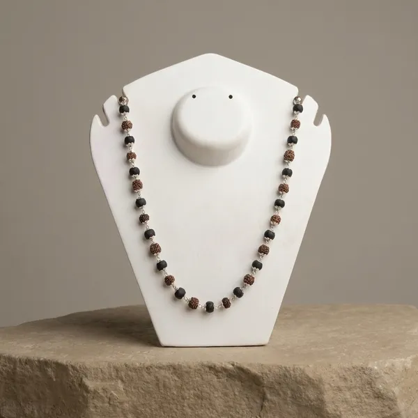 Rudraksh_karungali_cap_mala_Elegant_Beaded_Necklace_With_Brown_And_Grey_Rudraksha_Beads_pack_of_1