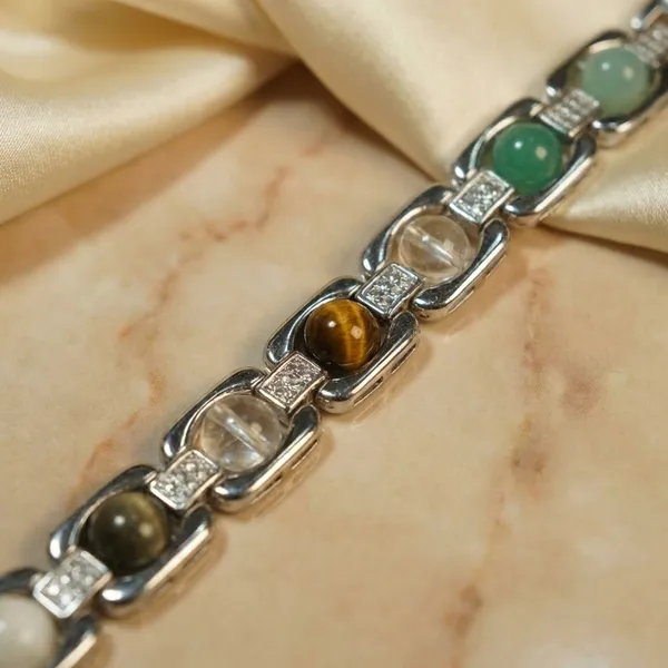 Multicolour_Stone_Metal_Link_Bracelet_With_Gemstone_Beads_Germen_silver_pack_of_1
