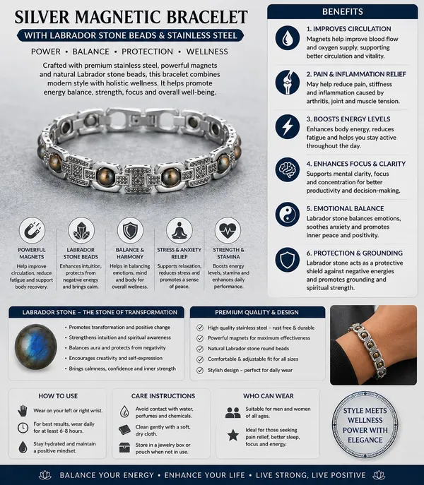 Silver_Magnetic_Bracelet_With_Labradorite_Stone_Beads_And_Stainless_Steel_Design_pack_of_1