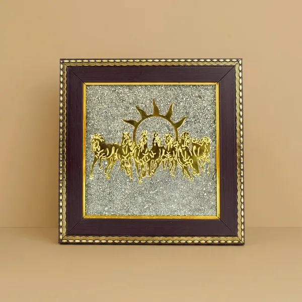 Pyrite_Shat_Ghoda_frem_Spiritual_Wall_Frame_With_Gayatri_Mantra_And_Sun_Design_pack_of_1
