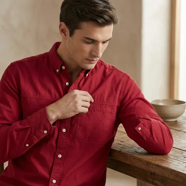 Men's_Maroon_Denim_Full_Sleeve_Shirt