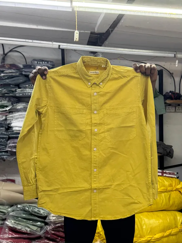 Men's_Yellow_Denim_Shirt_with_Dual_Chest_Pockets