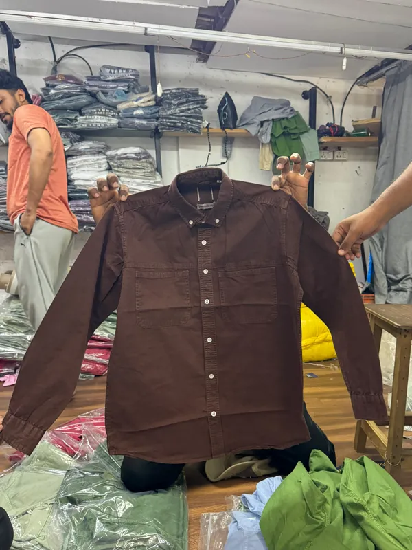 Men's_Brown_Denim_Formal_Button-Down_Shirt